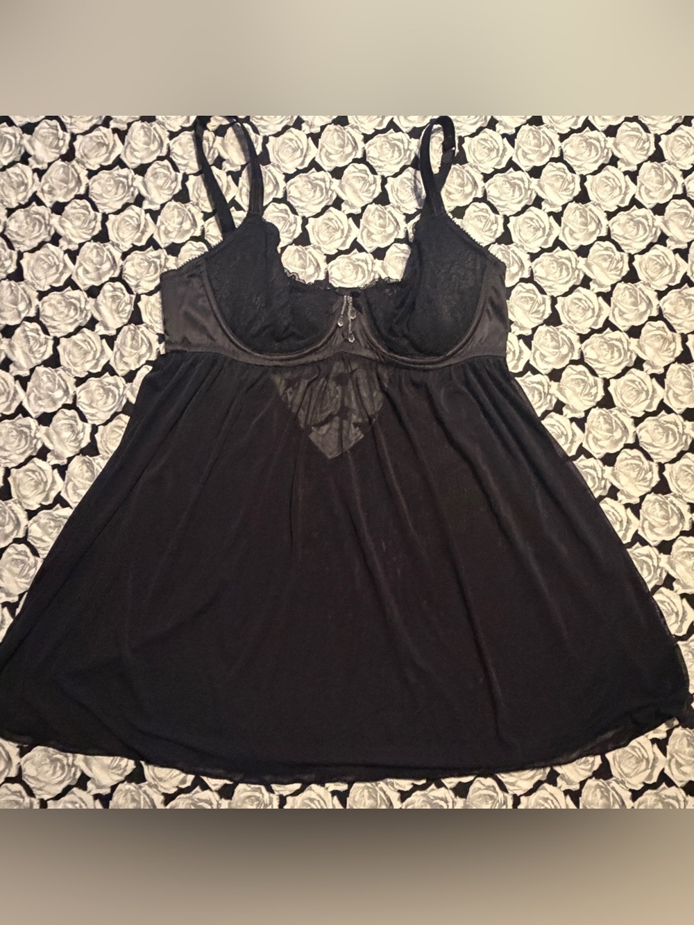 Babydoll Lingerie Black Lace & Mesh 36D Discontinued Parfait by Affinitas Alexis